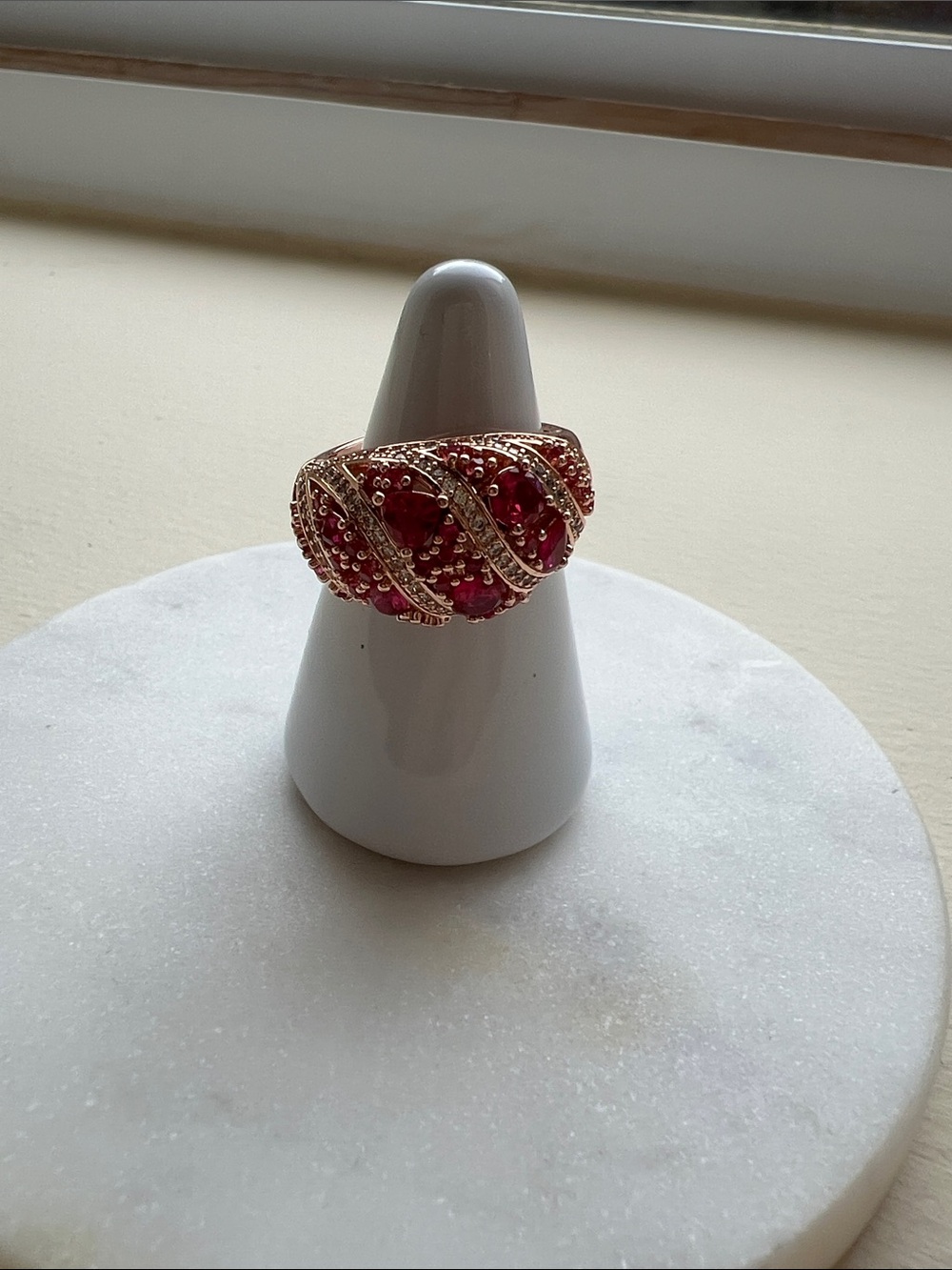 bp Gold-Tone Pink Crystal Braided Ring